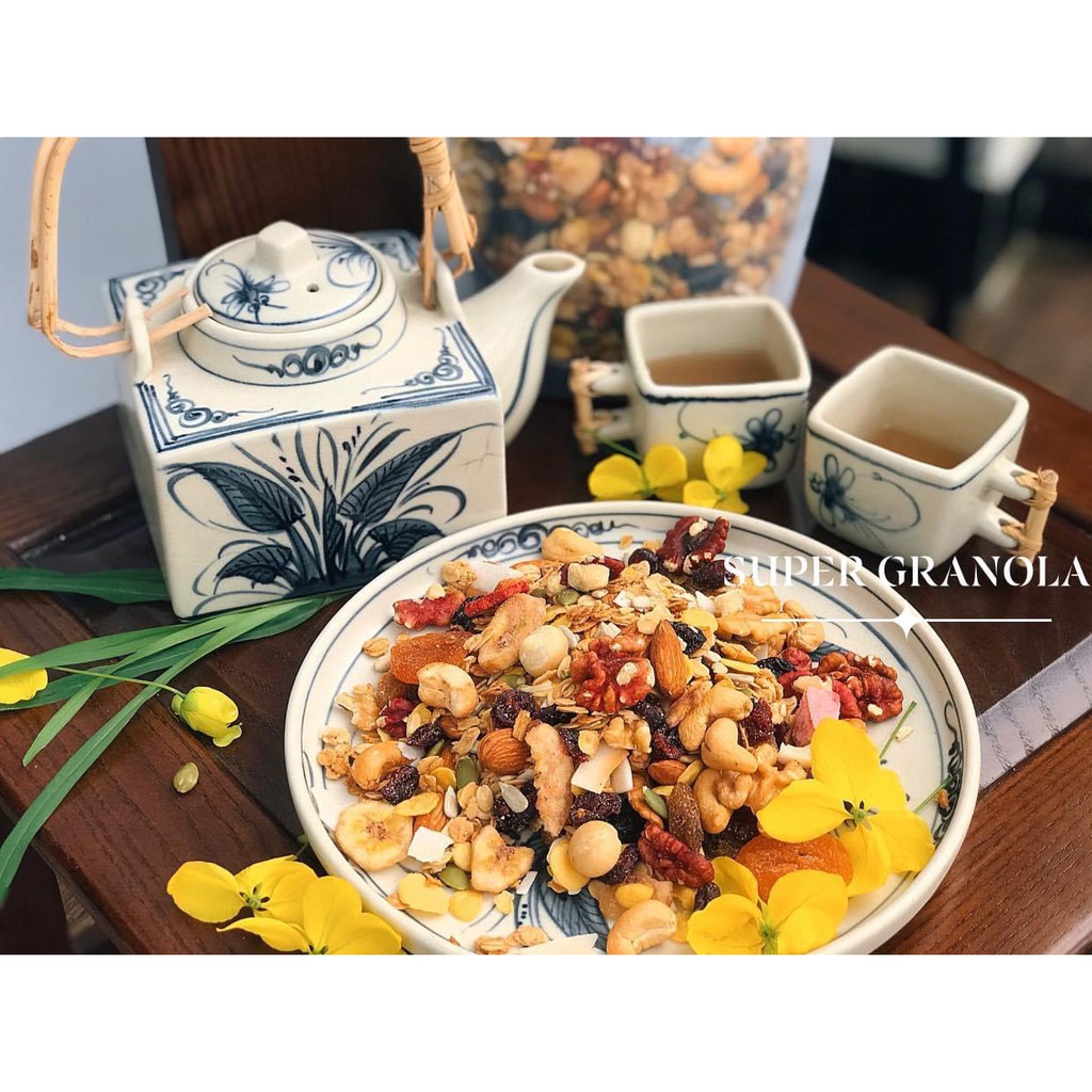 GRANOLA ngũ cốc ăn kiêng yến mạch sấy mật ong mix 15 loại hạt và trái cây nhập khẩu hạt trái loại 1 Tastii Healthy Food