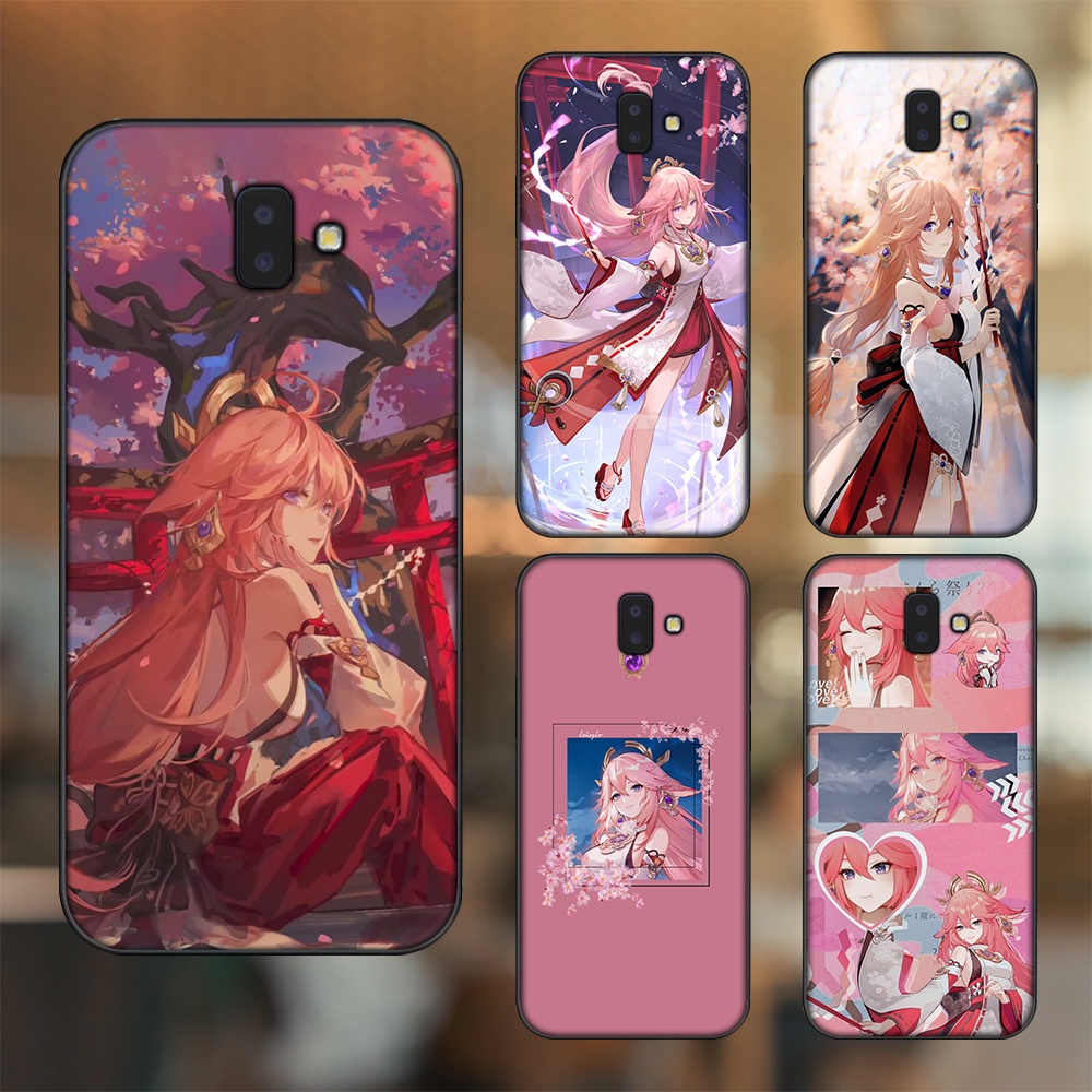 Ốp lưng Samsung J6 Plus viền đen in hình Yae Miko Genshin Impact