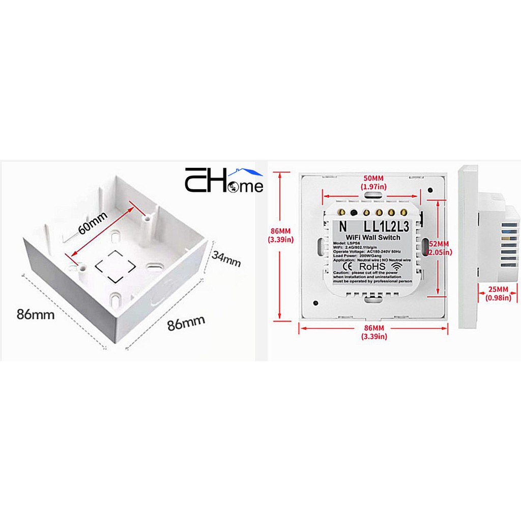 CÔNG TẮC THÔNG MINH KẾT NỐI WIFI KÍCH THƯỚC 86CM MẶT KÍNH CƯỜNG LỰC SMARTHOME IUHOME