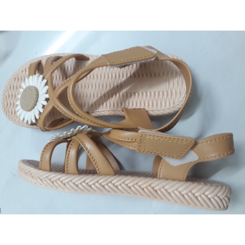 Giày Sandal Nữ Quai Hoa, Đế Giả Cói Đi Học, Đi Mưa (Nâu/ Hồng/ Xanh) - GL001