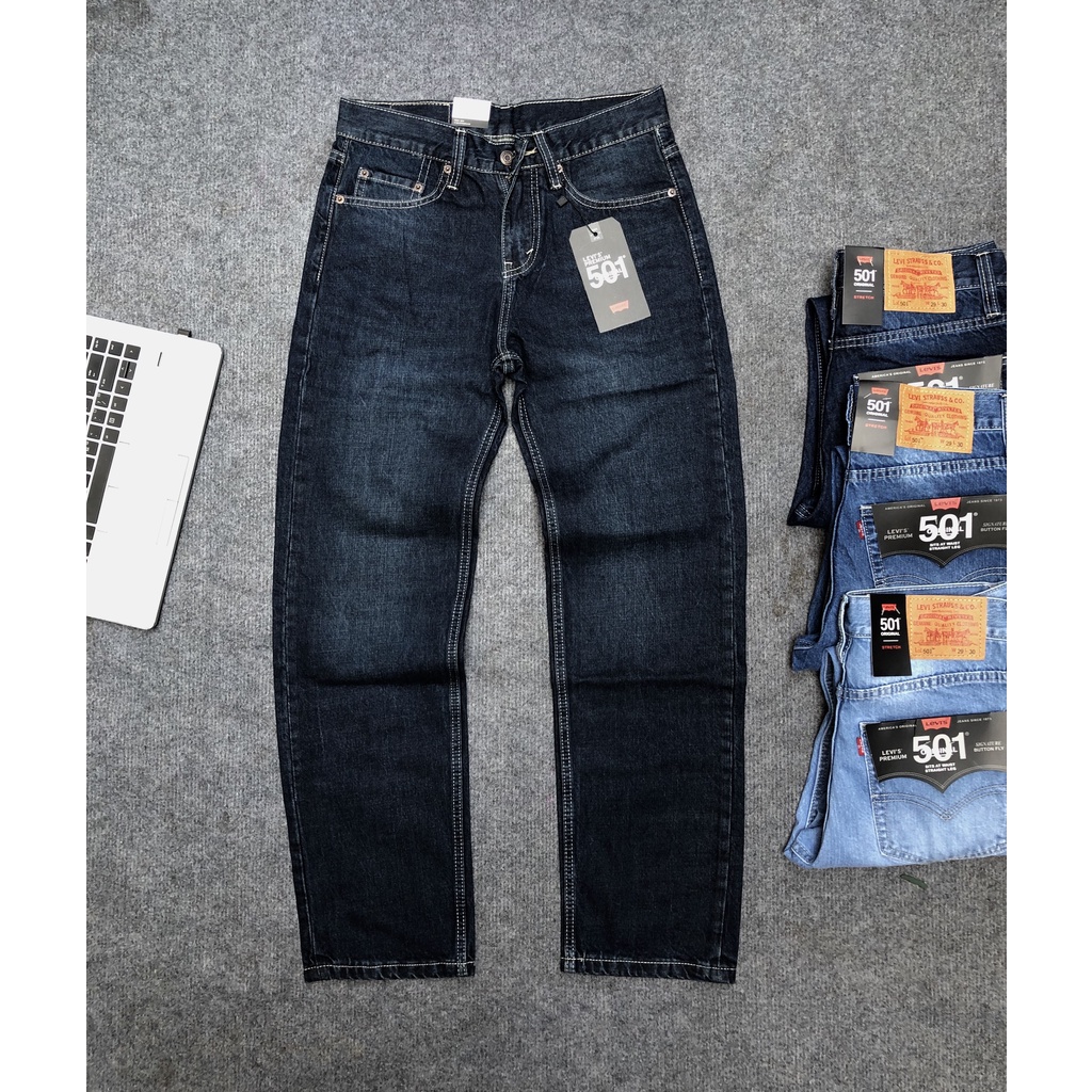 Quần Jean dài nam Lv 501 ống suông made in cambodia S14 (chất vải không co dãn,ống suông 20cm)