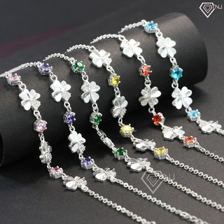 Lắc tay bạc nữ rẻ đẹp hình cỏ 4 là đính đá theo mệnh LTN0092 Trang Sức TNJ