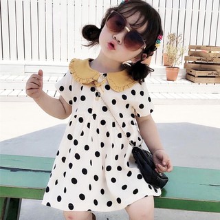 Đầm bé gái váy cho bé gái chấm bi cổ sen vàng 2-8T chính hãng cực xinh - Ảnh thật Misolkids by huong274
