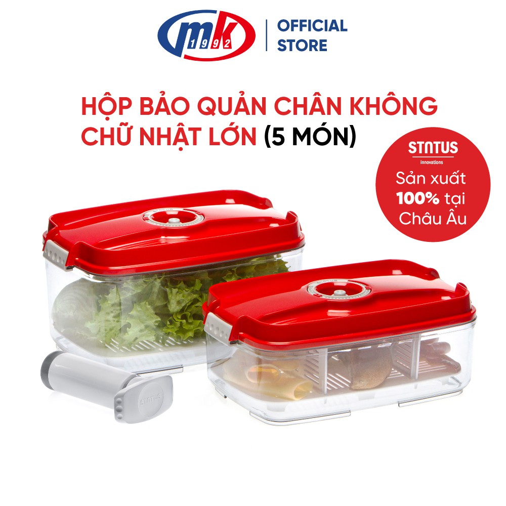 Bộ hộp bảo quản chân không STATUS chữ nhật lớn 5 món - Sản xuất 100% tại Châu Âu