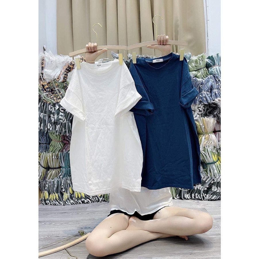 Áo thun nữ form rộng tay lỡ cổ tròn màu trắng style Hàn Quốc freesize dưới 55kg chất cotton dầy dặn | BigBuy360 - bigbuy360.vn