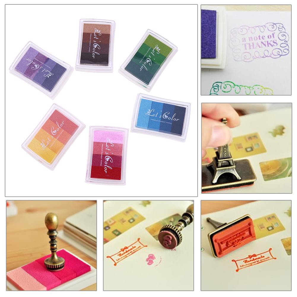 [FORU] SBYURE Rainbow Ink Pad Set of 6 Creative DIY Multicolor Craft Stamp Pad Rainbow Finger Stamps Ink &