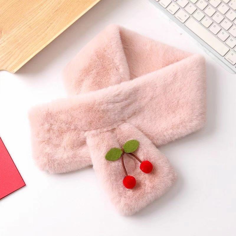 Khăn lông quàng cổ quả cherry dành cho bé gái cực dễ thương mã T42