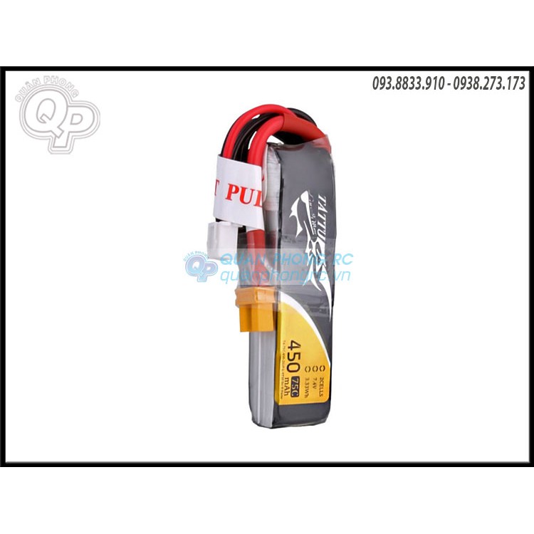 Pin Tattu 7.4V - 450mAh - 75C jack Xt30