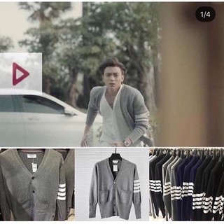 TB - ÁO LEN DỆT KIM CARDIGAN CASHMERE THOM BROWN, NHIỀU MÀU 4 SỌC TRẮNG, ĐỦ TAGS, CỜ SAU GÁY, MENSWEAR CARDIGAN