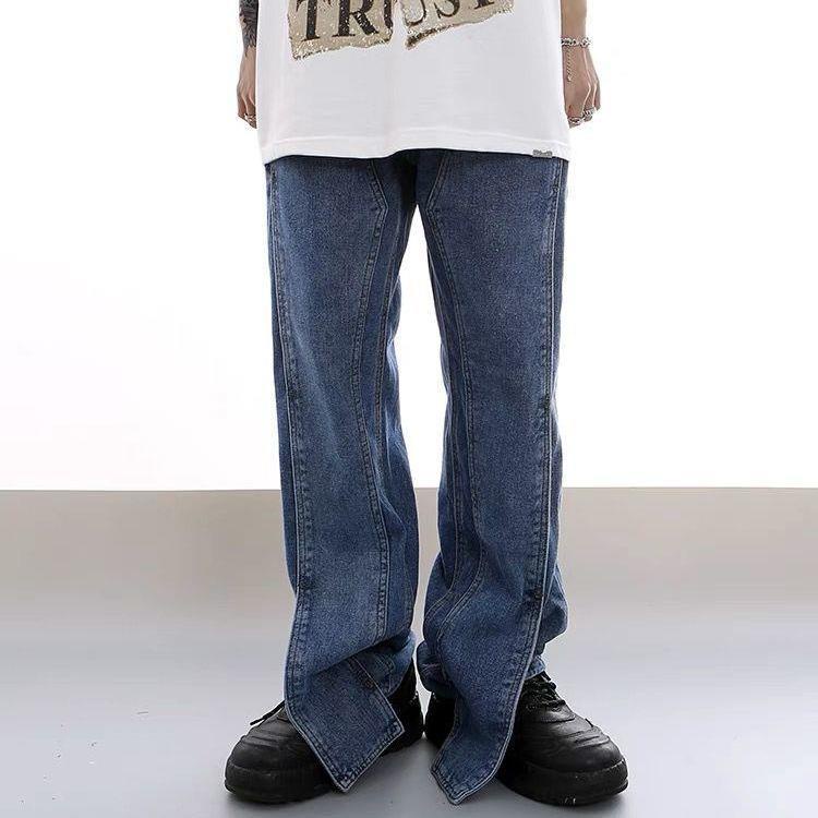 Quần Jean Dài Dáng Rộng Thiết Kế Xếp Tầng Phong Cách Retro Thời Trang Mùa Hè 2022 Cho Nam Và Nữ