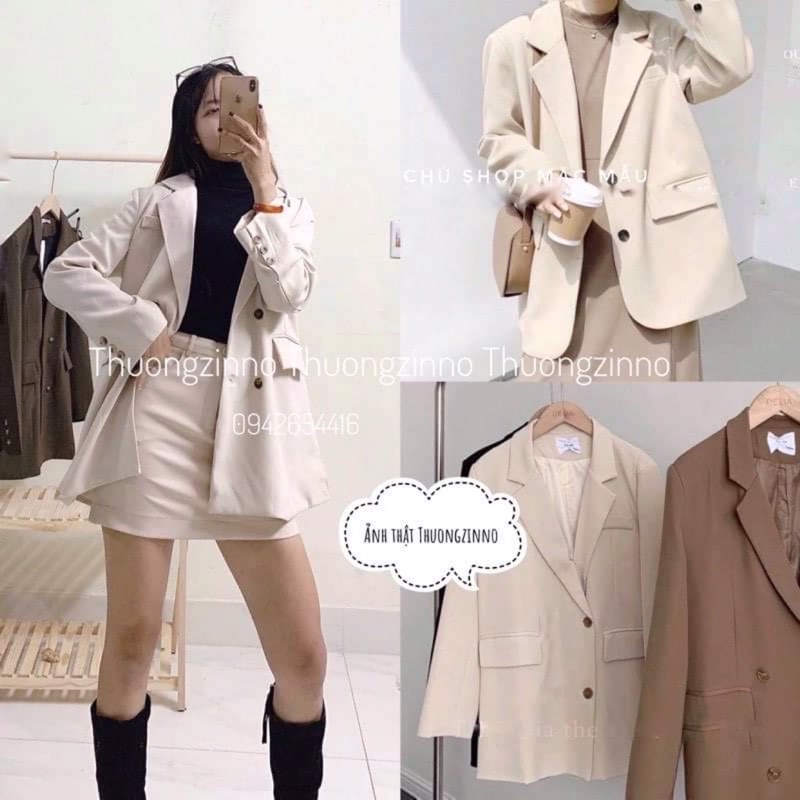 [Hàng thiết kế]Áo blazer nữ Phong cách rất Tây thiết kế dài tay 2 lớp nhiều màu thanh lịch