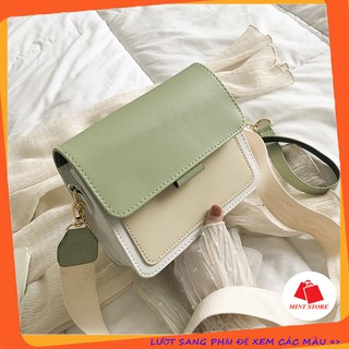 [Mã WAST15K giảm 15k đơn bất kỳ] TÚI ĐEO CHÉO NỮ NẮP XANH TRƠN MỀM PHỐI MÀU 2 DÂY ĐEO PK 61