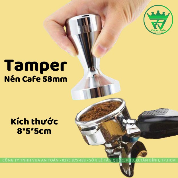 Tamper Cán Inox 58mm Nén cà Phê Kích thước 8*5*5cm