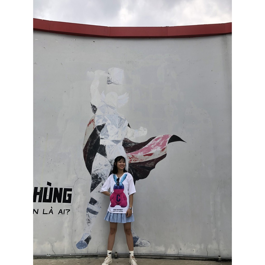 Áo thun 3D form rộng tay lỡ in Rabbit