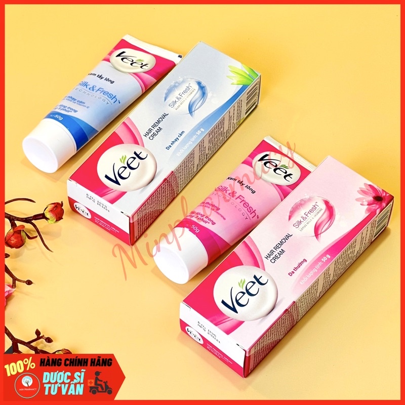 Kem Tẩy Lông VEET Silk &amp; Fresh An toàn và dịu nhẹ Dành cho da thường và da nhạy cảm - Minpharmacy