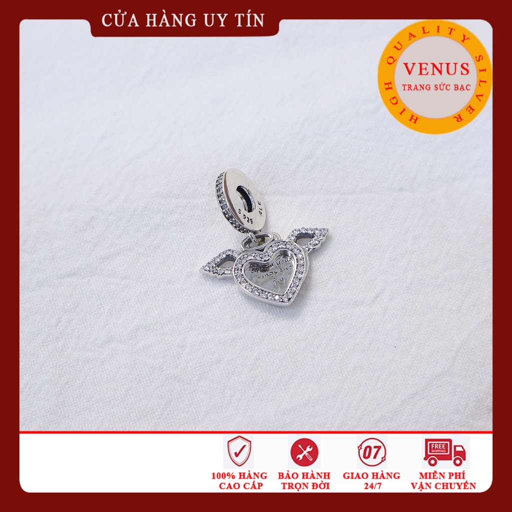 Charm treo tim cánh bạc 925- Trang sức bạc Venus