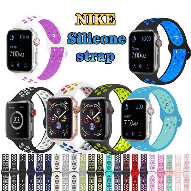 Dây đeo bằng silicon cho Apple Watch Band 44mm 42mm Dây đeo cổ tay thoáng khí Vòng đeo tay thể thao Iwatch Serie 6 5 4 3 2 44mm W26 T500 T500 + T900 FK99 T500 + pro