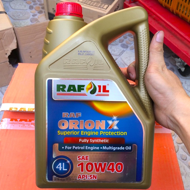 Nhớt Xe Hơi Máy Xăng RAF ORION X - API SN/CF 5W-30 + 10W-40 Fully Synthetic Can 4 Lit Made In UAE