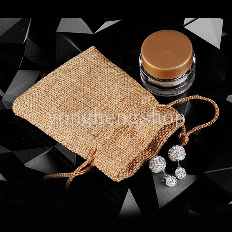Set 10 Túi Đựng Kẹo/ Trang Sức Bằng Vải Lanh Có Dây Rút Phong Cách Cổ Điển Tiện Dụng