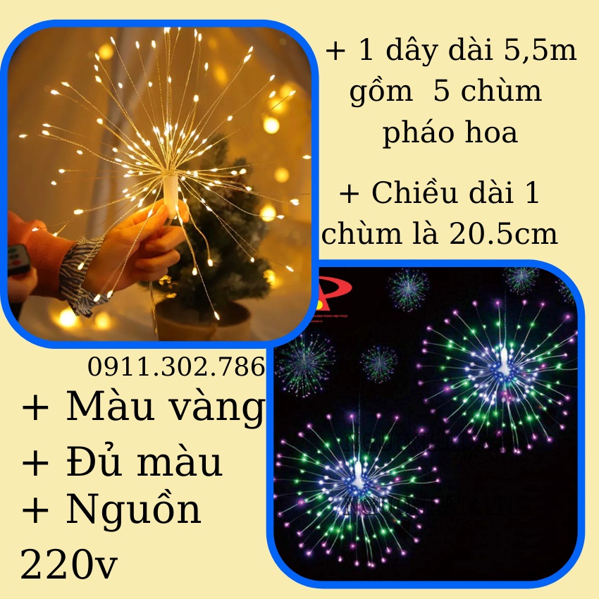 Dây đèn Led PHÁO HOA dùng để trang trí ngoài trời chống nước tuyệt đối, Sân Vườn, trang trí tết 2022