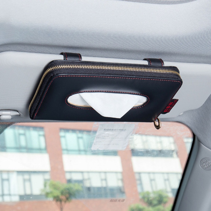 Hộp Đựng Khăn Giấy Bằng Da Gắn Kính Chống Nắng Xe Hơi Tiện Dụng