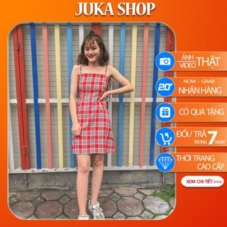Đầm 2 dây kẻ nhiều màu - Váy hai dây xinh Juka Shop