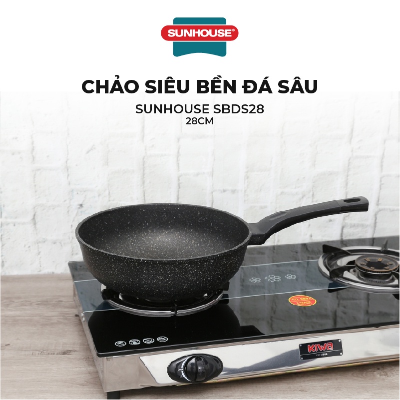 [Mã LIFESH4 giảm 10% đơn199K] Chảo siêu bền đá sâu Sunhouse SBDS28