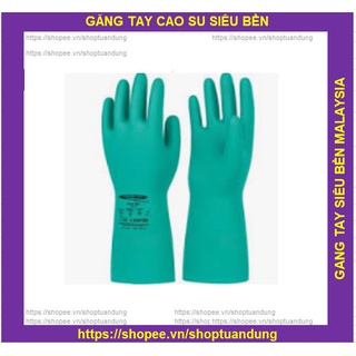 Găng tay cao su Malaysia siêu bền chống hoá chất