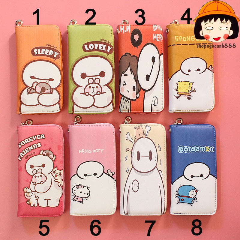 Bóp Ví Dài Cầm Tay Nữ Hoạt Hình Big Hero Chất Xịn Chống Xước Chống Nước Đựng Vừa Ip6,6+,7,7+,8...