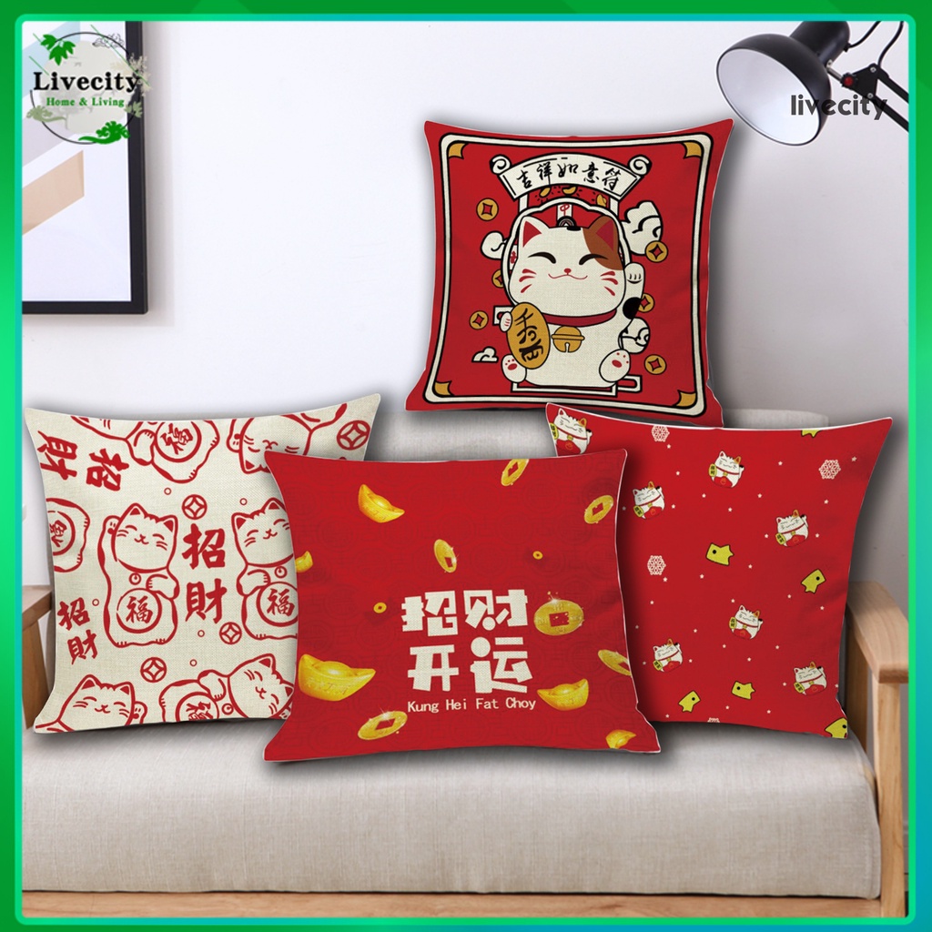 Vỏ gối bằng polyester mềm mại chống bụi in họa tiết mèo 2022 đáng yêu xinh xắn