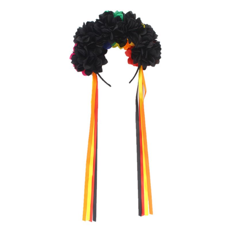 Flgo Băng Đô Ruy Băng Đính Hoa Giả Nhiều Màu Sắc Tương Phản Hóa Trang Ngày Halloween