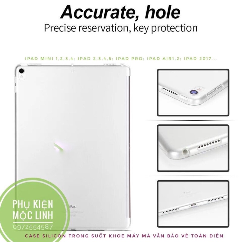 Ốp lưng dẻo trong silicon IPad mini 11 1 2 3 4 5 6 ipad 2 3 4 air 1 air 2 3 pro 9.7 9.7 2017 2018 10.5' 10.2’ 10.9’