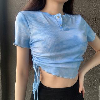 Áo Croptop Phối Dây Rút Thiết Kế Ôm Sát Tôn Dáng