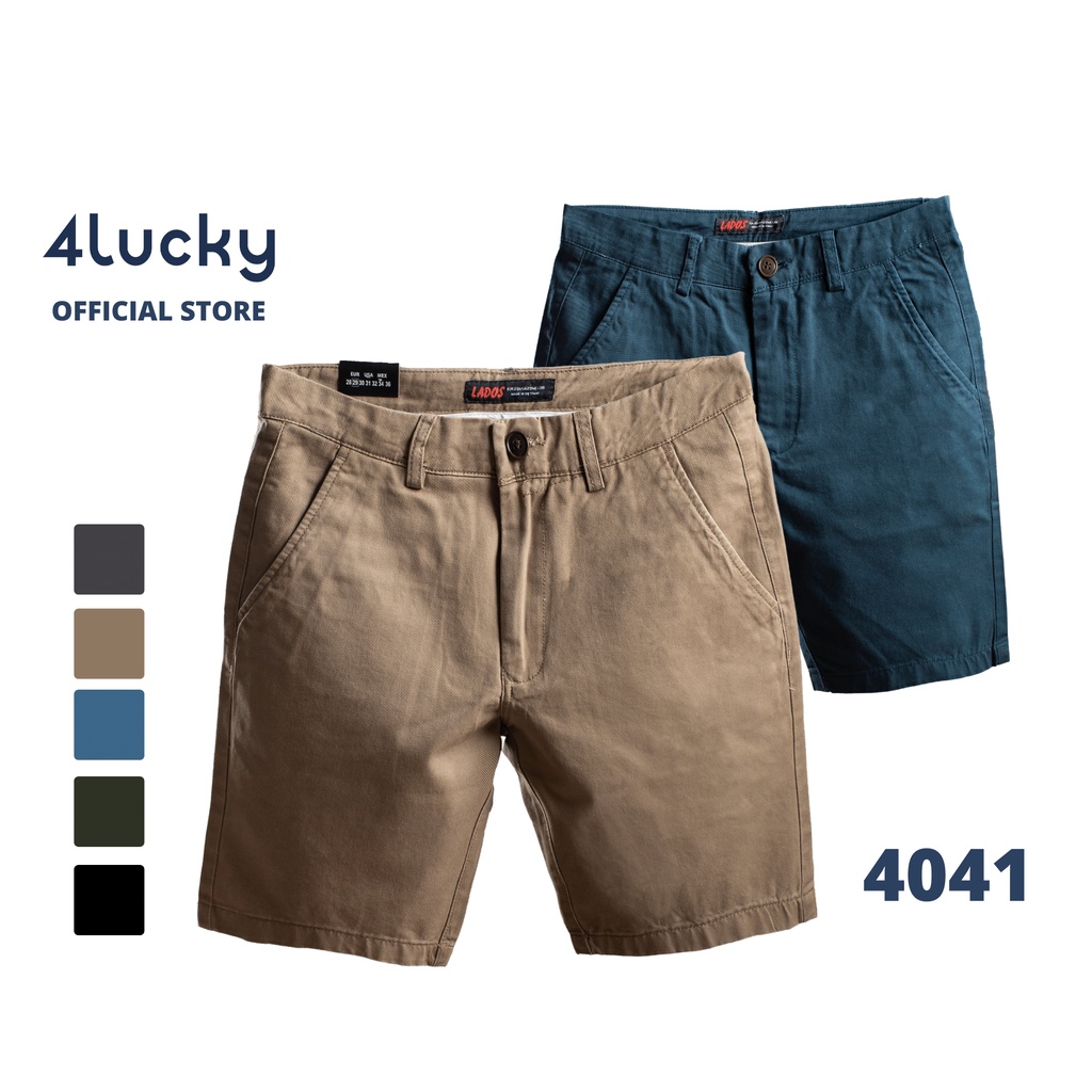 Quần short kaki nam form ôm 4Lucky - 14041, Vải wash mềm mịn, thoáng mát