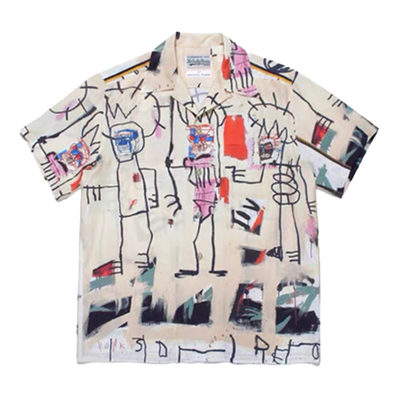 Áo Sơ Mi Tay Ngắn In Hình WACKO MARIA Graffiti Plus Size Cho Nam Nữ