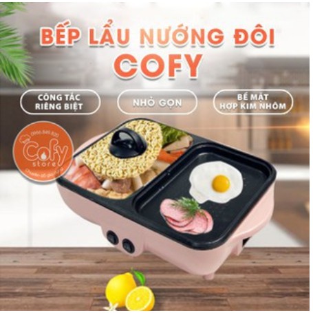 Bếp lẩu nướng 2 in 1 Mini Hàn Quốc - Bếp Điện Đa Năng 6 in 1