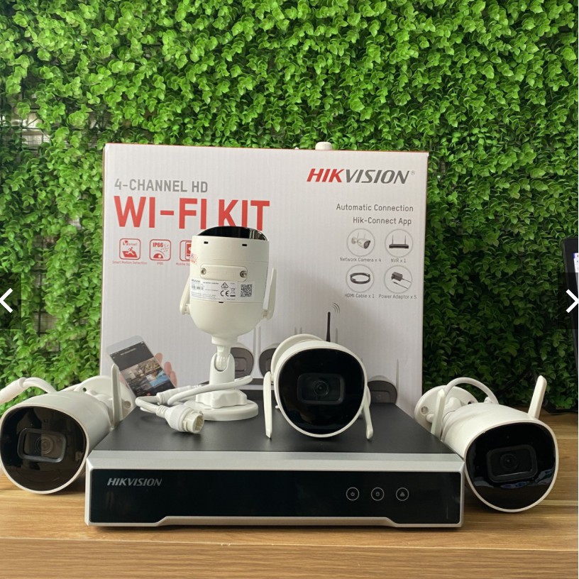 Bộ kit 4 Camera wifi và 1 đầu ghi IP 2MP HIKVISION NK42W0H(D), không dây, có mic - CẮM LÀ CHẠY