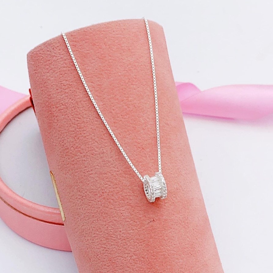 Dây chuyền bạc nữ cao cấp mặt hình bánh xe Evasilver, vòng cổ bạc nữ sang trọng và tinh tế