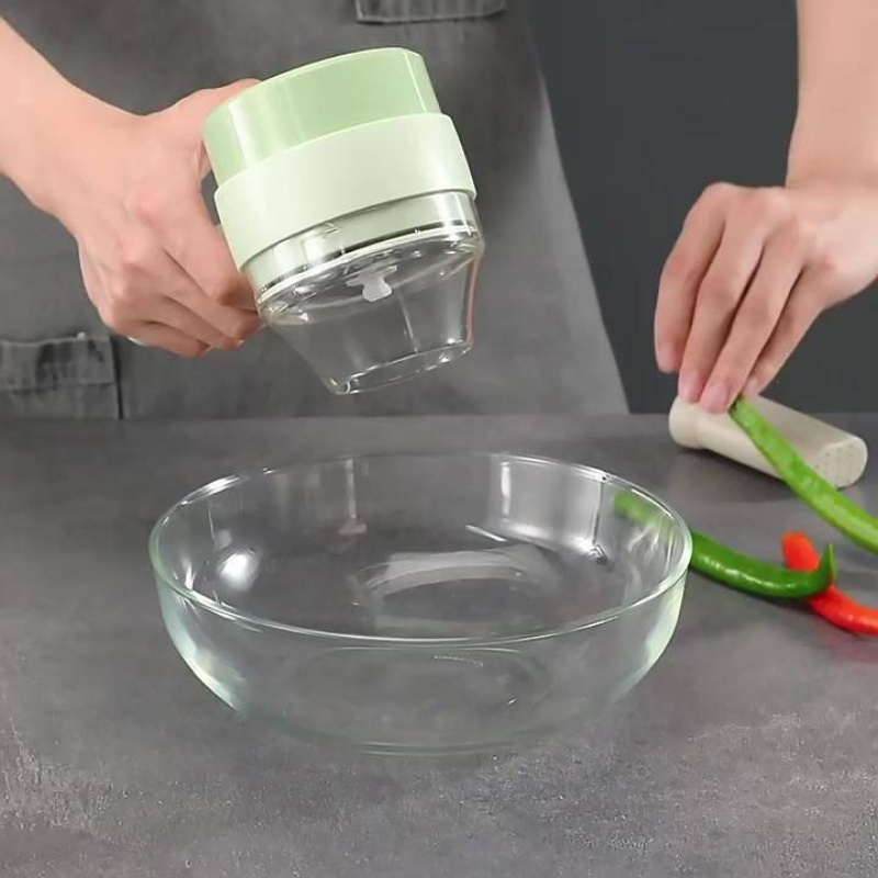 Máy xay tỏi ớt đa năng GAT.LING siêu khỏe nghiền rau củ cầm tay 4 in 1 sạc USB MIIBOOSHI D2.112