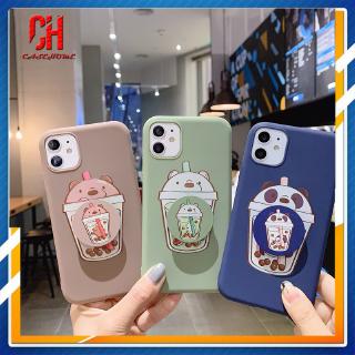 Ốp điện thoại TPU mềm có giá đỡ in hình trà sữa cho IPhone 11 6 7 6S 8 Plus 12 mini 12 pro max X Se 2020 6SPlus 7Plus 6Plus 8Plus XS