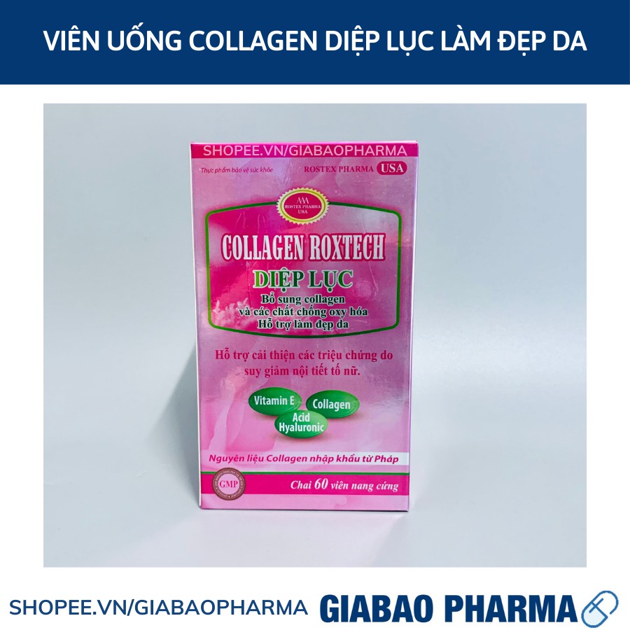 Viên uống COLLAGEN DIỆP LỤC bổ sung biotin  hỗ trợ làm đẹp da, trắng sáng da