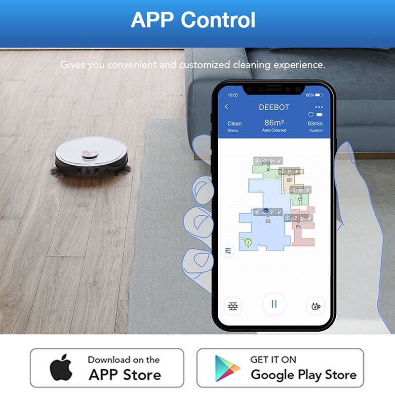 Robot hút bụi lau nhà Ecovacs Deebot T8 Max - Trắng Bản Nội địa - App Tiếng Anh, hàng chính hãng full VAT