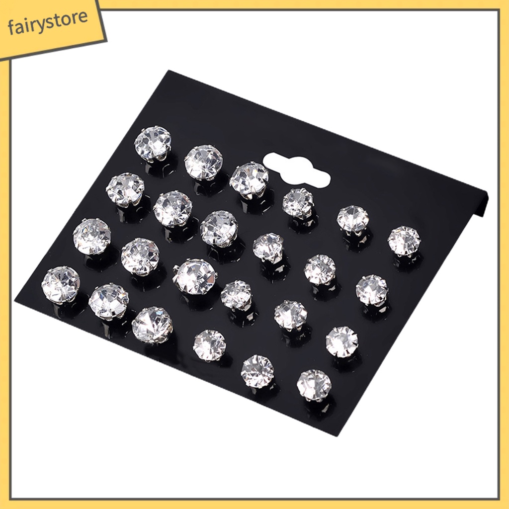 Set 12 đôi bông tai đính đá cubic zirconia