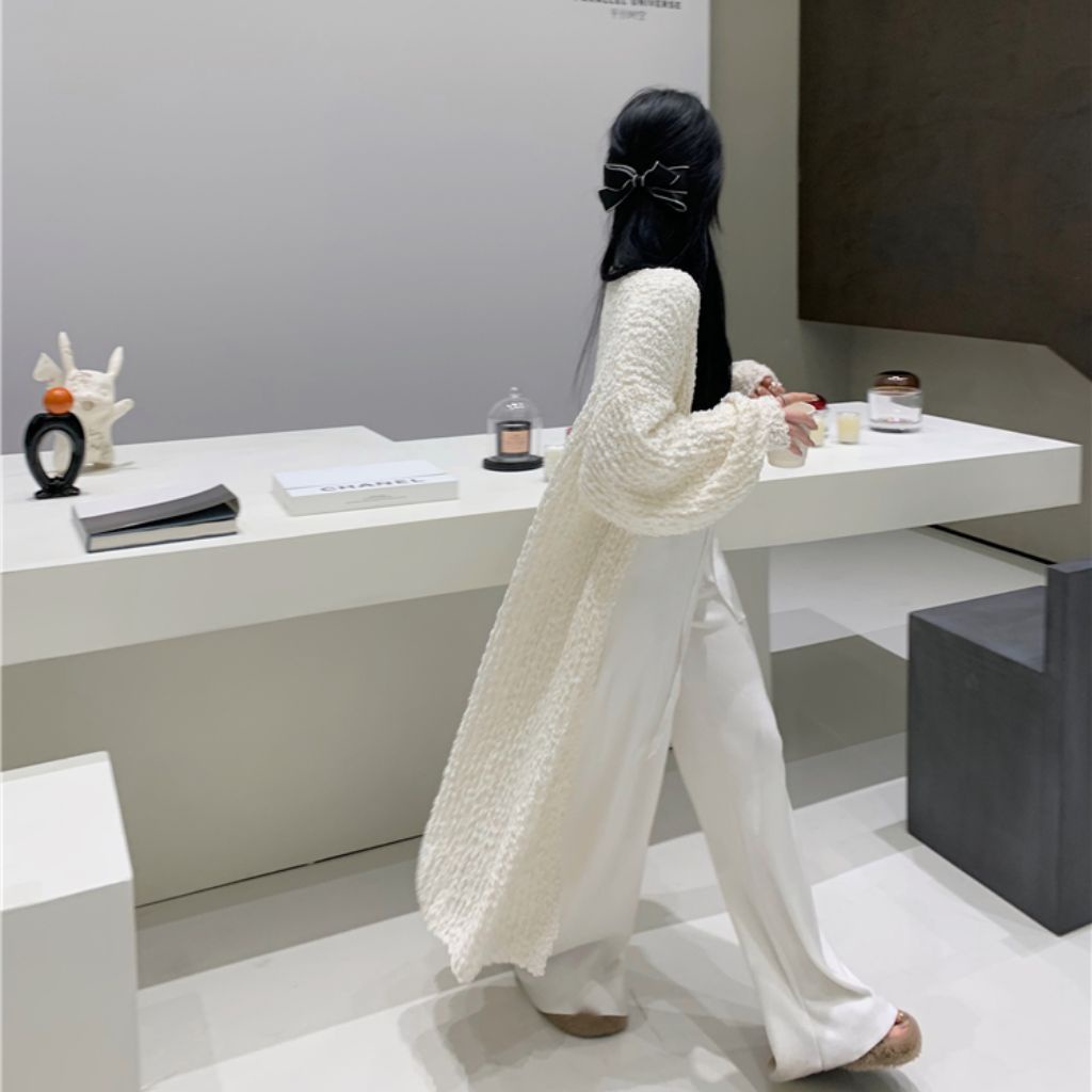 Áo choàng len dáng dài, áo khoác cardigan dài mỏng nhẹ phù hợp mùa thu hàng order Taobao nhà Oanhdilys