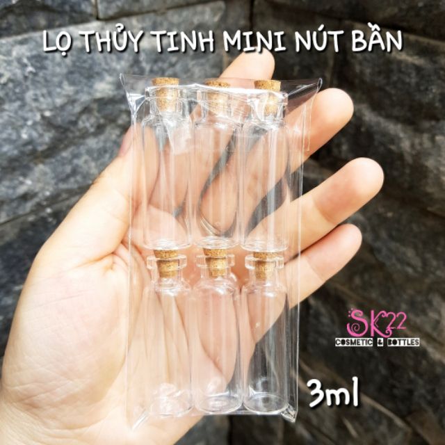 Set 6/8 LỌ THỦY TINH MINI NÚT BẦN 0.5ml/1ml/2ml/3ml