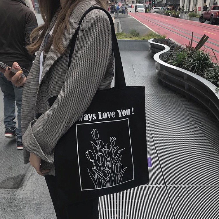 [MÂU MỚI NHẤT] Túi tote vải canvas cao cấp có khóa miệng và ngăn phụ phong cách Hàn Quốc