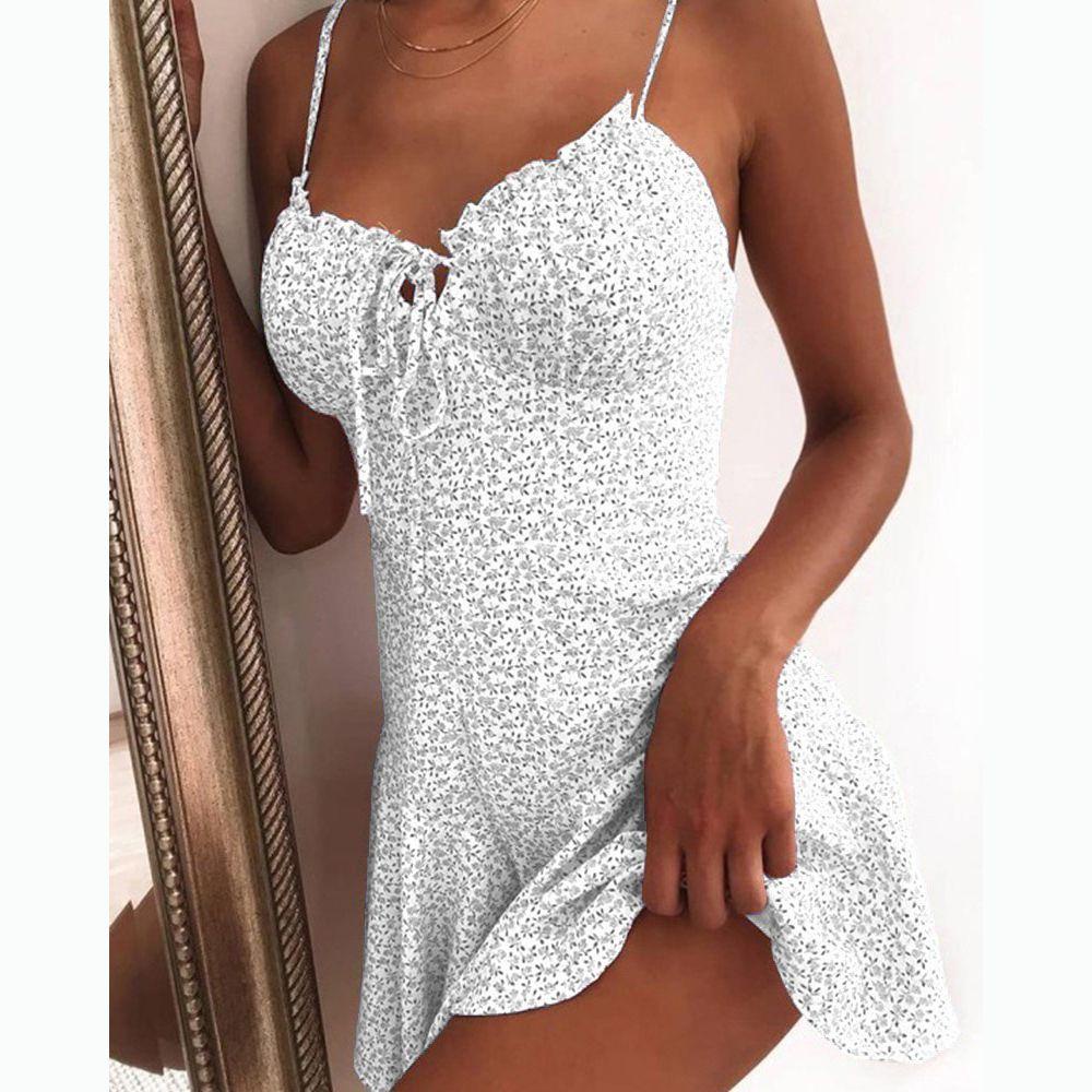 JUNE Đầm Dây Hoạ Tiết Hoa Phong Cách Bohomian Cho Phái Nữ