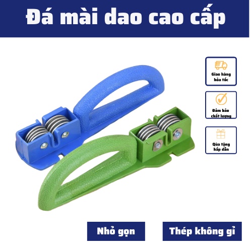 Dụng cụ mài dao 2 lưỡi đa năng có tay cầm, Đá , Máy mài kéo cao cấp tiện lợi thép không gỉ nhỏ gọn mài nhanh và sắc nhọn
