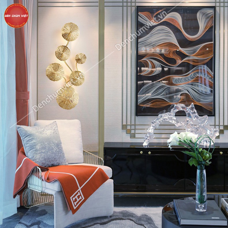 Đèn tường lá sen, đèn vách decor hiện đại