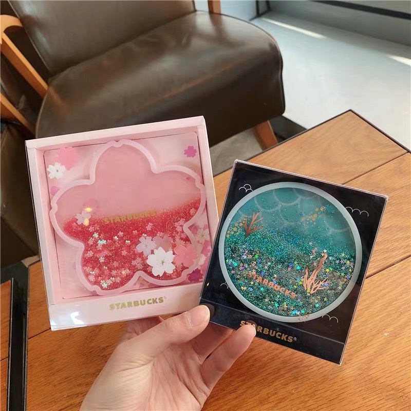 Starbucks Đế Lót Ly Bằng Silicon Pvc Chống Trượt Màu Kẹo Ngọt In Họa Tiết Hoa Anh Đào Xinh Xắn